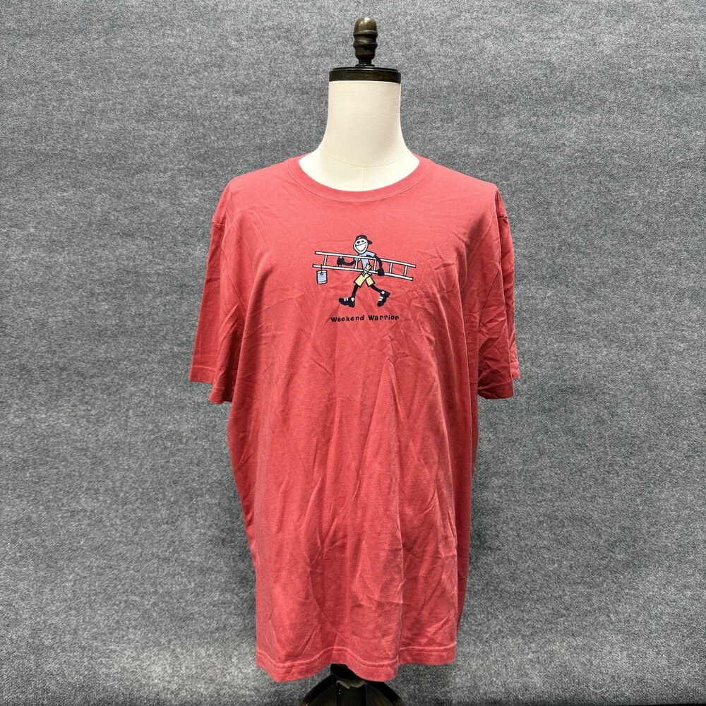 Life is Good Weekend Warrior T Shirt Mens XXL Red Firefighter Graphic Tee 2XL